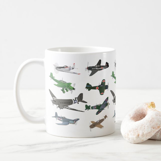 Caneca De Café Vários aviões WW2 (Com Donut)