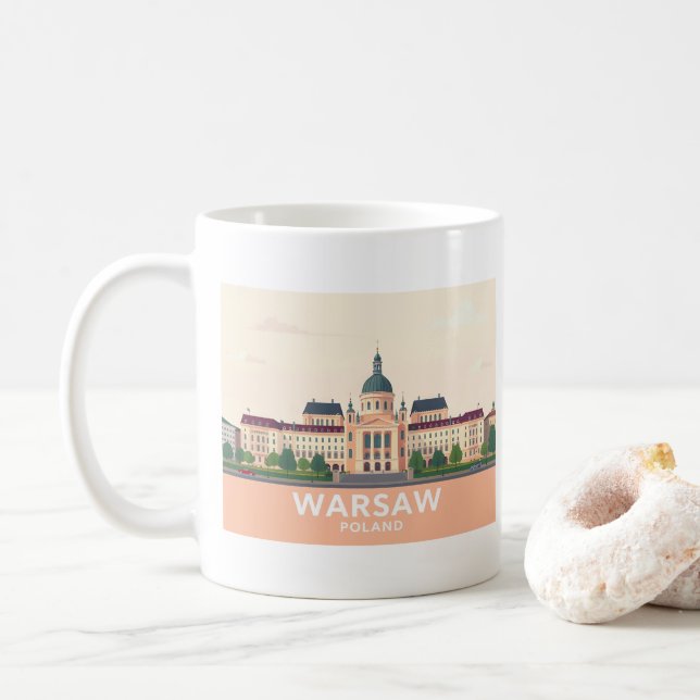 Caneca De Café Varsóvia Polônia do Castelo Real Pastel Viagem (Com Donut)