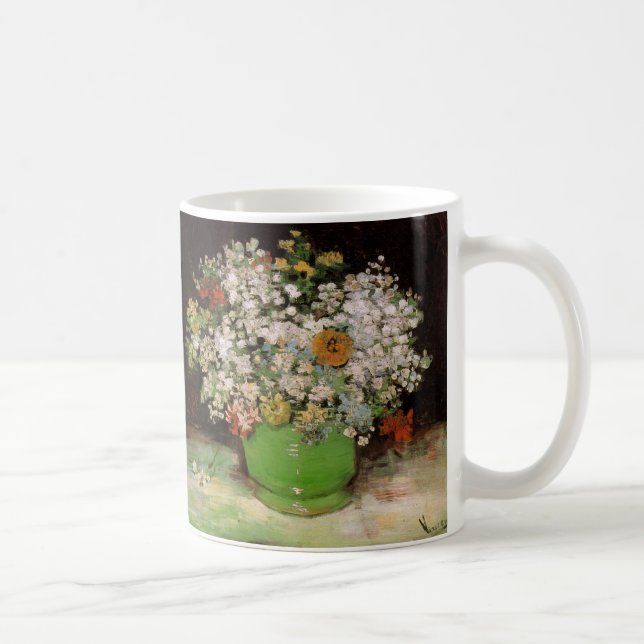 Caneca De Café Vase com Flores da Zinnia por Vincent van Gogh (Direita)