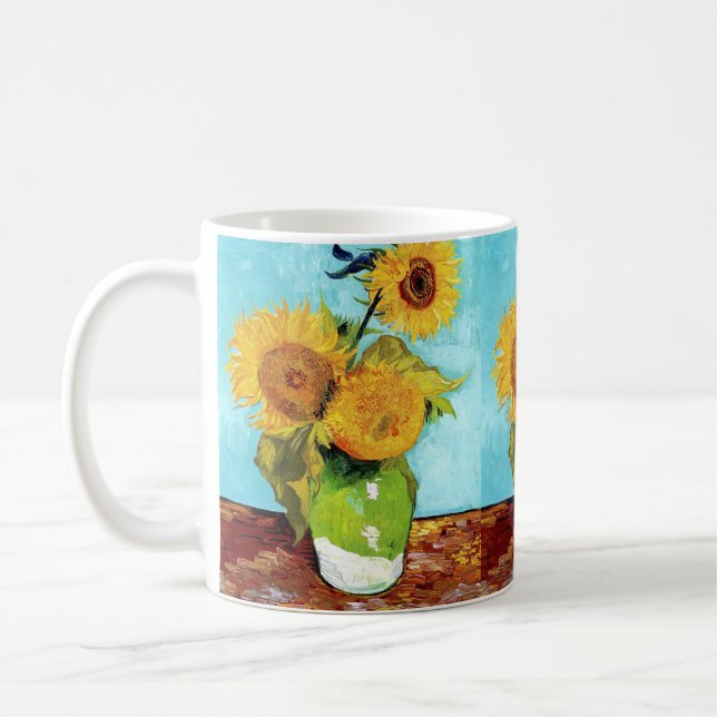 Caneca De Café Vase com Três Girassóis (1888) Vincent Van Gogh (Esquerda)