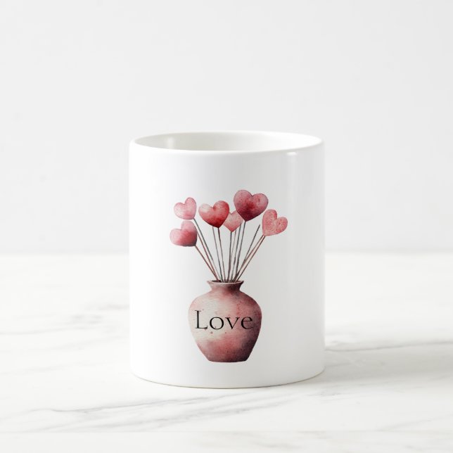 Caneca De Café Vase of Hearts Love (Centro)