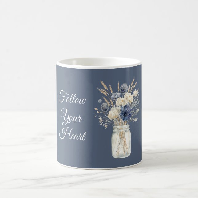 Caneca De Café Vaso de Flores Azul Creme (Centro)