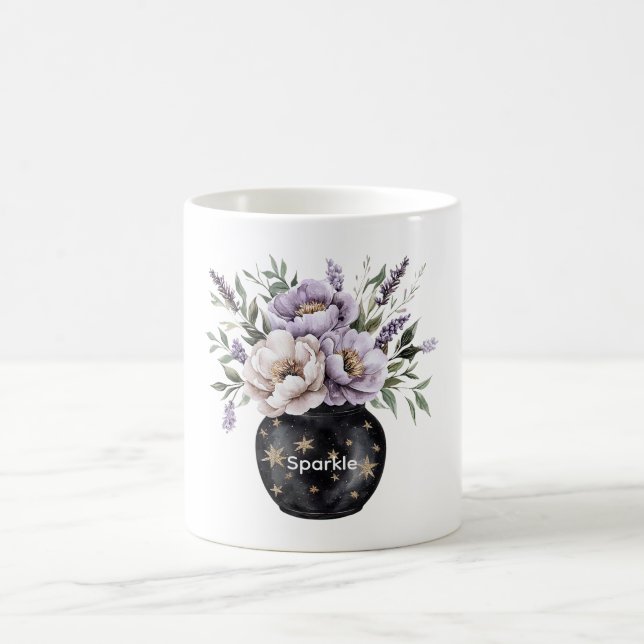 Caneca De Café Vaso de Flores de Creme de Lavanda com Estrelas Br (Centro)