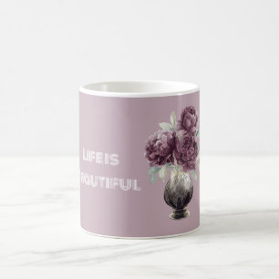 Caneca De Café Vaso de Flores Roxas Bonitas