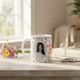 Caneca De Café Vaso de Foto Boho Flor Silvestre Melhor Mãe do Mun