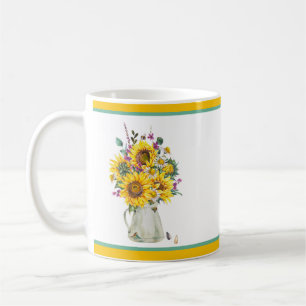 Caneca De Café Vaso de girassóis 