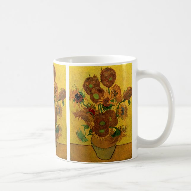 Caneca De Café Vaso de Vida Contínua com 15 Girassóis Vincent van (Direita)