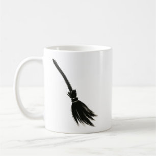 Caneca De Café Vassoura de Bruxa Minimalista – Design de Pincel d