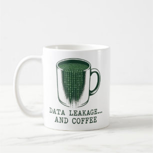 Caneca De Café Vazamento de Dados e Café Humor Divertido de Ciber