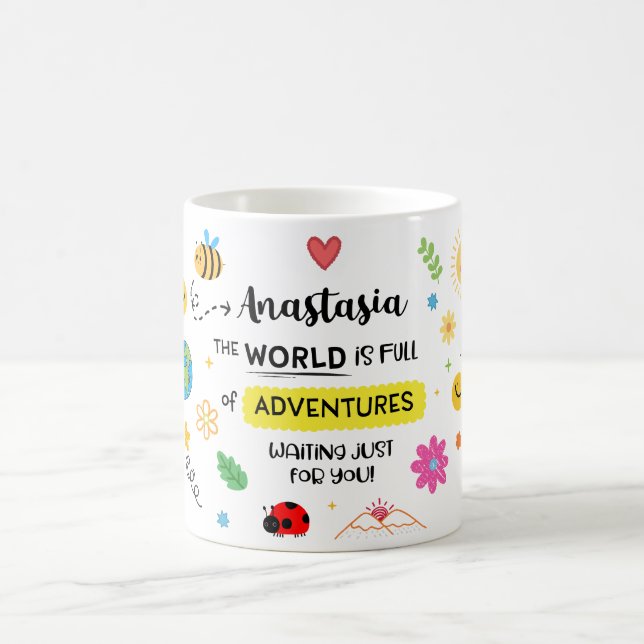 Caneca De Café vazio personalizado de "Cheio de Aventuras" (Centro)