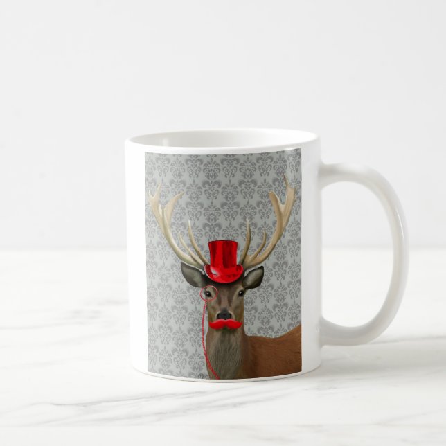 Caneca De Café Veado com chapéu vermelho e bigode (Direita)
