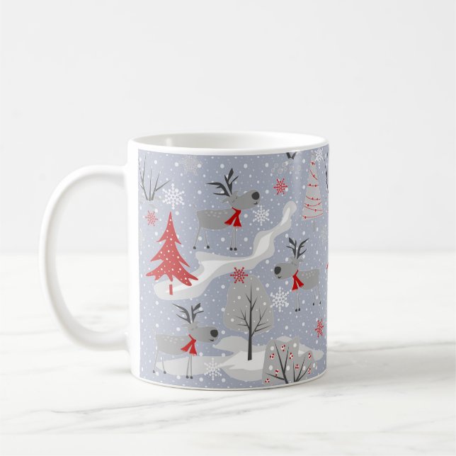 Caneca De Café Veado de Natal na floresta. (Esquerda)