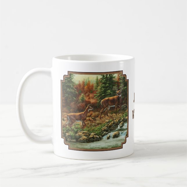 Caneca De Café Veado-de-Whitetail e Waterfall (Esquerda)