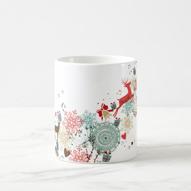 Caneca De Café Veado e Flores de Natal modernos (Centro)
