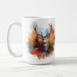 Caneca De Café Veado em Floresta de outono