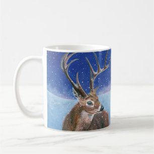 Caneca De Café Veado vermelho durante o inverno