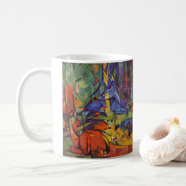 Caneca De Café Veados na Floresta II por Franz Marc, Arte Antigo (Com Donut)