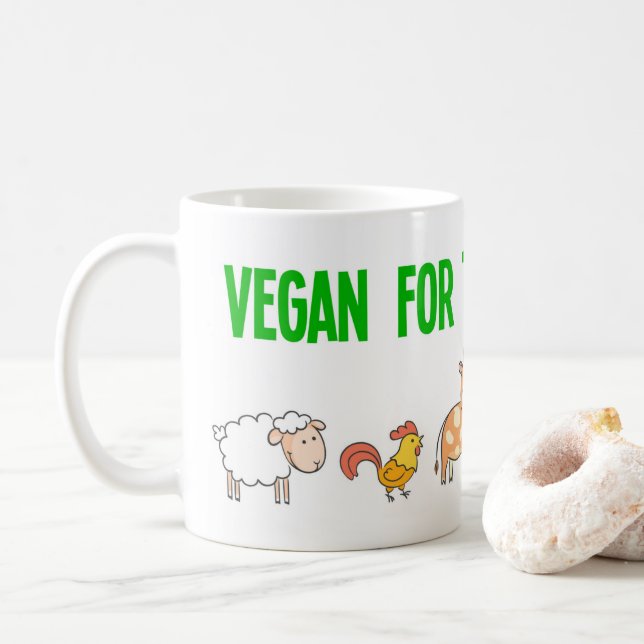 Caneca De Café Vegan para os sem voz com animais bonitos (Com Donut)