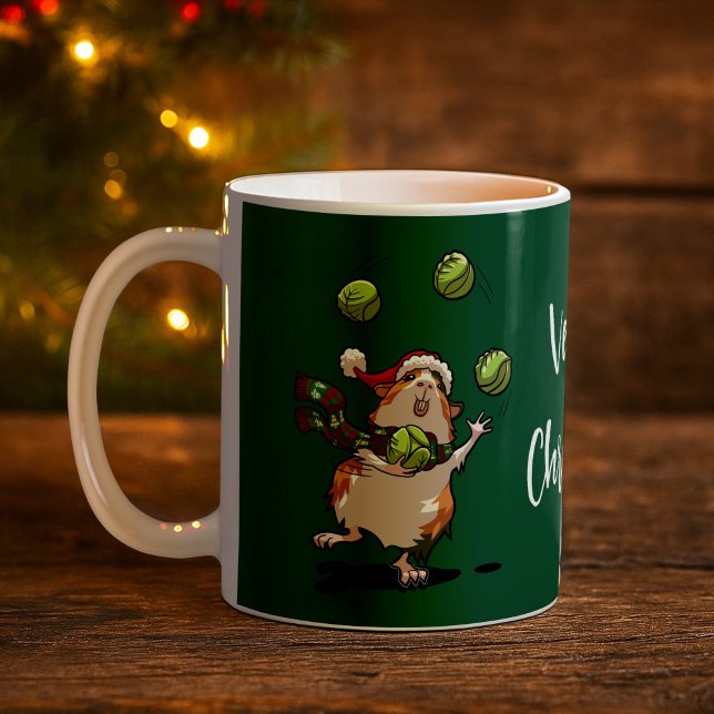 Caneca De Café Veggie Natal! Xmas Guiné Pig Fazendo Malabarismo C (Criador carregado)
