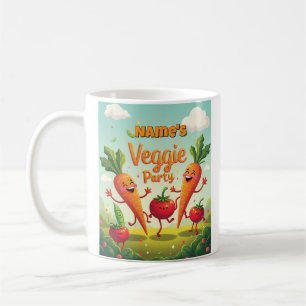 Caneca De Café Veggie Party Cartoon Coffee Mug