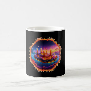 Caneca De Café Veículo Espacial Movido a Vela em um Céu Caótico