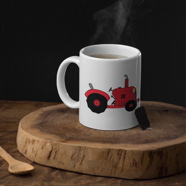 Caneca De Café Veículo Trator Vermelho da Fazenda (Criador carregado)