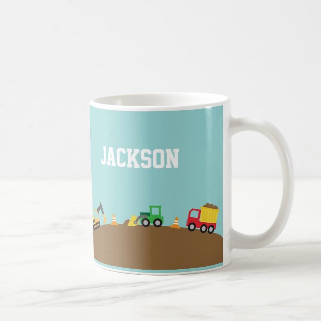 Caneca De Café Veículos de Construção Fofos Para Meninos (Direita)