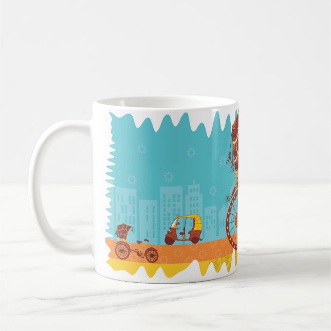 Caneca De Café Veículos indianos originais - rickshaw de ciclo (Esquerda)