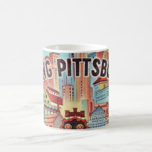 Caneca De Café Veja o cartão postal ilustrado de Pittsburgh