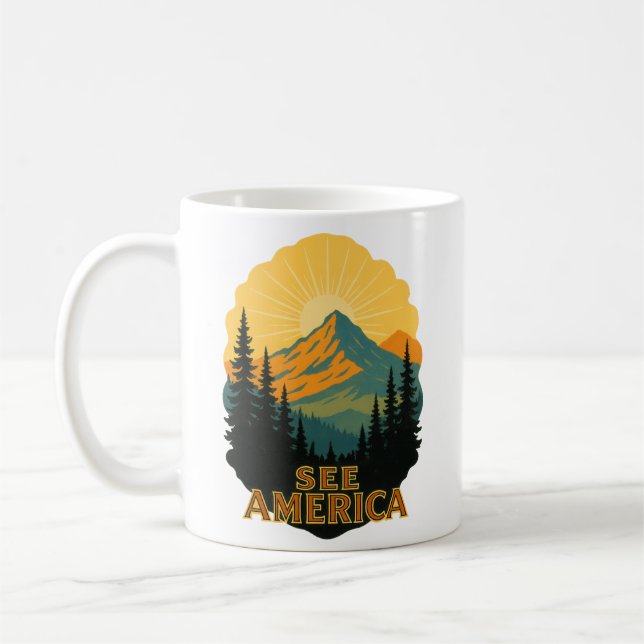 Caneca De Café Veja o estilo Poster do Parque Nacional Americano (Esquerda)