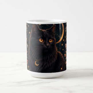 Caneca De Café Vela Amante de Gatos Mística Gata Preta e Mariposa