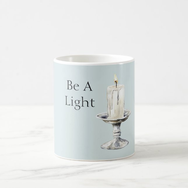 Caneca De Café Vela Branca Prateada Seja Uma Luz (Centro)