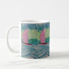 Caneca De Café Vela de Bolinhas Rosa