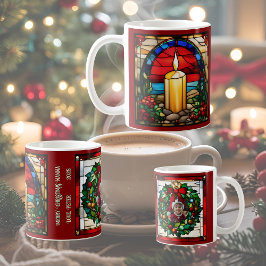 Caneca De Café Vela de Natal Dourada Vidro Pintado Falso