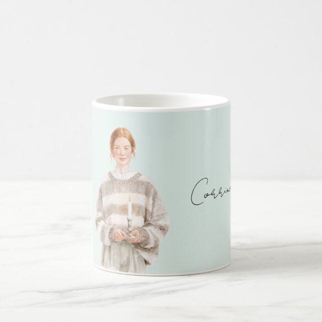 Caneca De Café Vela de Suéter de Ruiva Feminina (Centro)