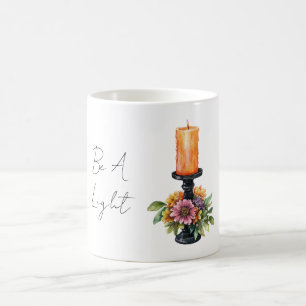 Caneca De Café Vela Laranja Flores Roxas