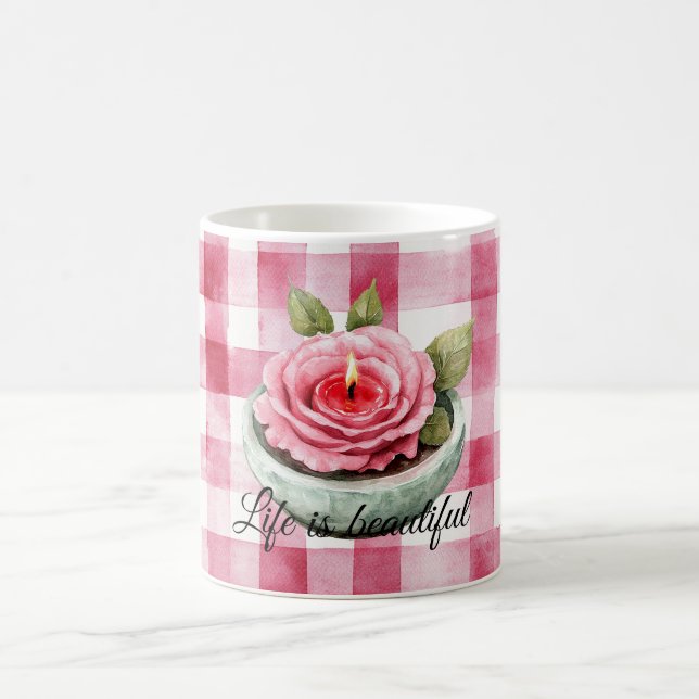 Caneca De Café Vela Xadrez Rosa Rosa (Centro)