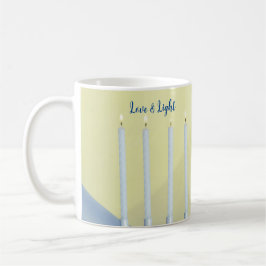 Caneca De Café Velas Brancas de Amor e Luz Menorah Branca