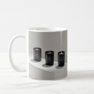 Caneca De Café Velas de linha preta minimalistas com chamas minús