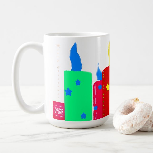 Caneca De Café Velas de Natal (Com Donut)