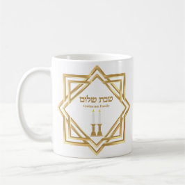 Caneca De Café Velas Hebraicas Douradas personalizadas Shabbat Sh