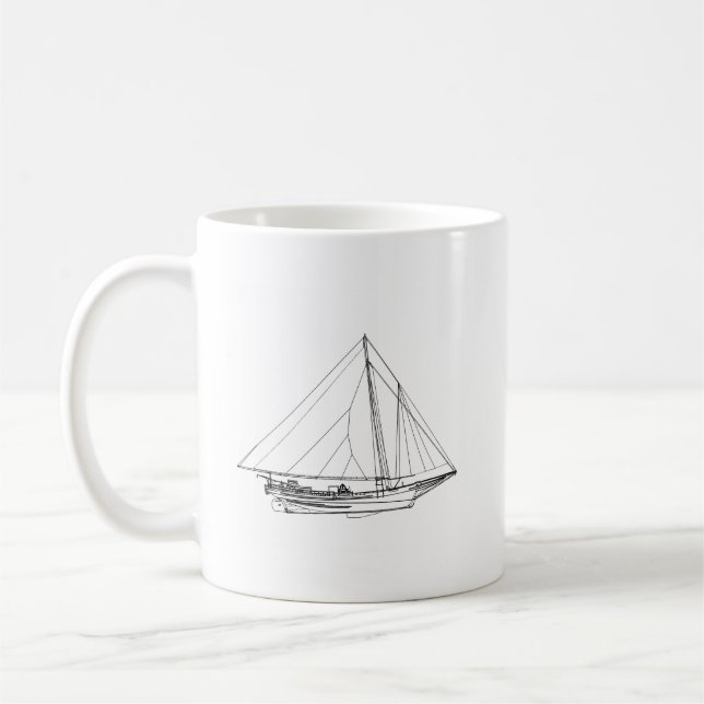Caneca De Café Veleiro dos Skipjack da baía de Chesapeake (Esquerda)