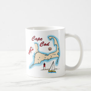 Caneca De Café Veleiro Shell da lagosta da ilustração do mapa d