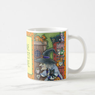 CANECA DE CAFÉ VELHA BRINCADEIRA FELIZ EM CASA, MUITOS GATOS E HA