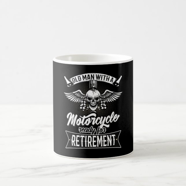 Caneca De Café Velho Com Motocicleta Pronta Para Aposentar (Centro)