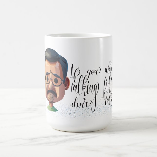 Caneca De Café Velho Resmungão Falando sobre Pesca (Centro)