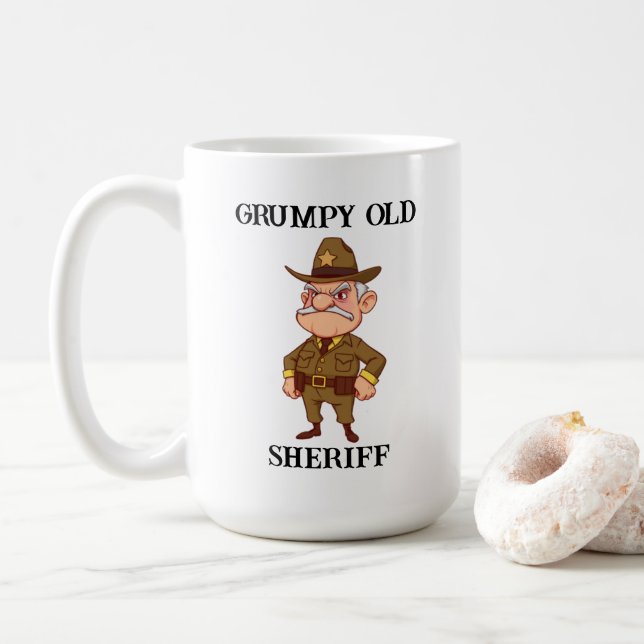 Caneca De Café Velho Xerife Grumpy (Com Donut)