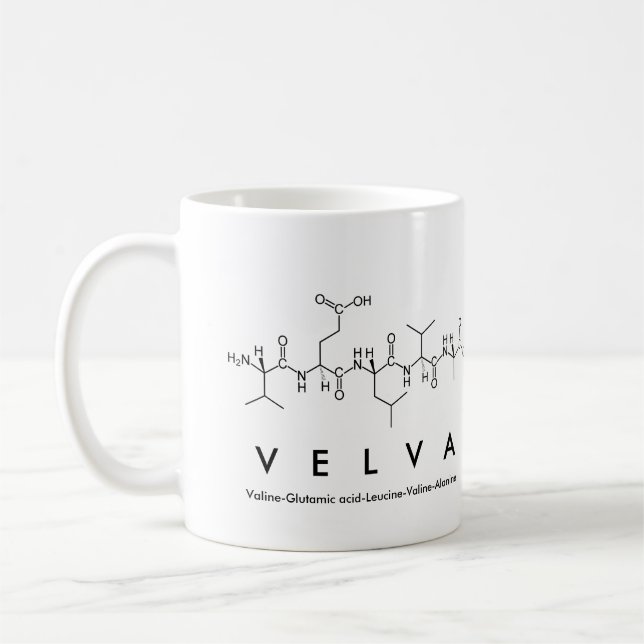 Caneca De Café Velva peptide name mug (Esquerda)