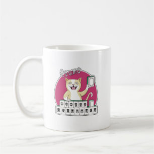 Caneca De Café Vencedor Tsumo de Gato Sorridente do Mahjong Ameri