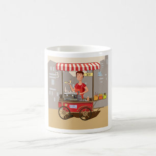 Caneca De Café Vendedor de Comida de Rua Sorridente Carrinho de C